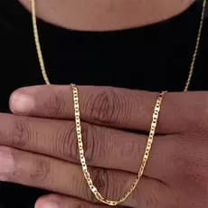 Corrente Cordão Masculino Piastrini Fino Banhado a Ouro 18k em Aço Inoxidável