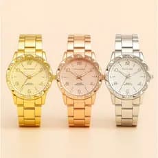 Kit 3 Relógios Feminino Resistente à água de Quartzo em Aço Inoxidável Casual Prata Dourado e Rosé