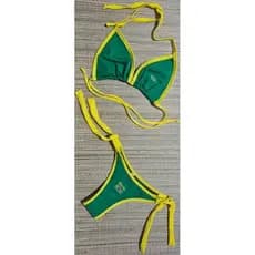 Biquíni do Brasil bordado fio dental - Lateral grossa Lycra Premium