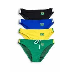 Sunga de Praia Slim Masculina com a Bandeira do Brasil bordada Lycra de alta qualidade