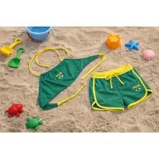 Conjunto Infantil de Praia do Brasil bordado Lycra Premium Confortavel Secagem rápida Resistente a CLORO e Proteção UV