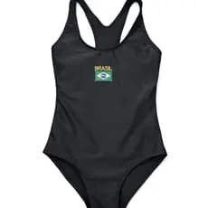 Maiô Infantil Brasil Preto - Moda Praia Menina