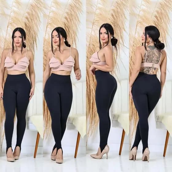 Legging Montaria  Feminina  pezinho Calça legging preta e marrom cintura alta flanelada lançamento Inverno