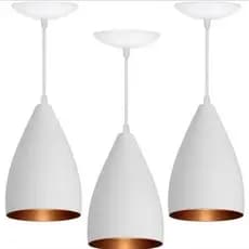 kit 3 luminarias de teto pendentes branco/cobre casa e decoração