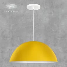 luminária pendente meia lua 30cm amarelo/branco casa e decoração ideal para sua residência e decorar seu ambiente