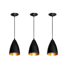 Kit 3 Luminárias Pendentes Estilo Vegas Preto/Cobre