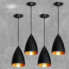 kit 4 pendentes vegas PRETO/COBRE casa e decoração
