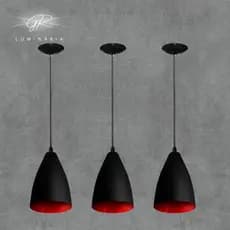 kit 3 pendente vegas PRETO/VERMELHO casa e decoração