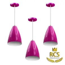 Kit 3 Luminárias no Modelo VEGAS para Balcão COR: ROSA/BRANCO