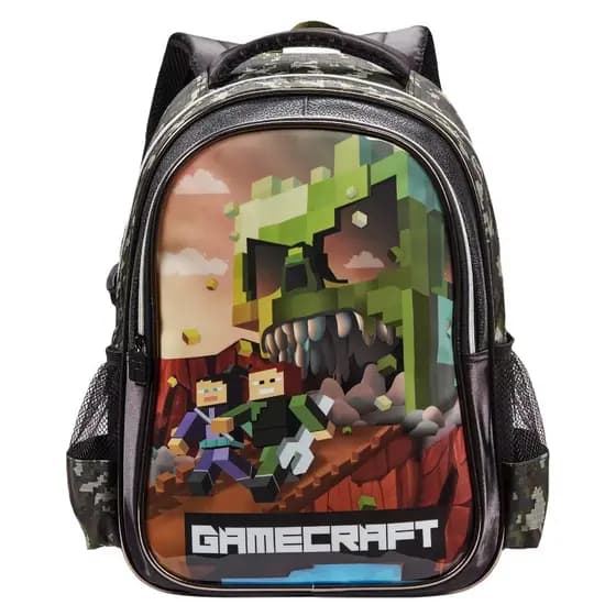 Mochila Minecraft Infantil Grande Escolar Gamecraft De Costas Volta As Aulas