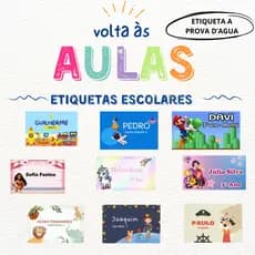 Kit Etiquetas Escolares Adesivo Vinil a Prova D'agua 5x1,5cm Personalizado