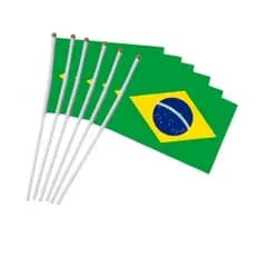 Mini Bandeira Bandeirinha Do Brasil Haste Mão Torcida Copa Mundo 14x21