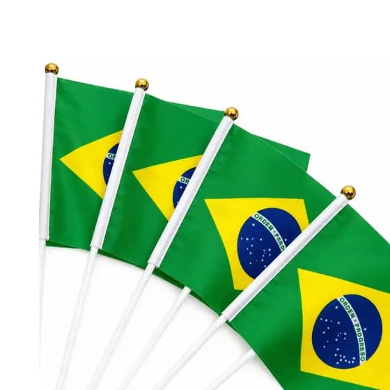 Mini Bandeiras de Mão do Brasil  para Festas, Escolas, Jogos e Eventos Esportivos