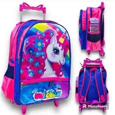 Mochila Escolar Infantil Grande Com Rodinha Unicórnio