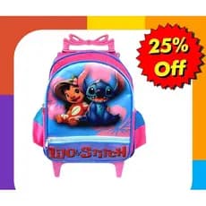 Mochila Escolar Infantil tamanho pequeno Com Rodinha Lilo & Stitch Meninas