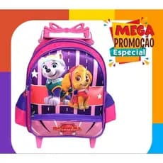 Mochila Escolar Infantil Creche Pequena Com Rodinha Sky Patrulha Canina e Minnie Menina