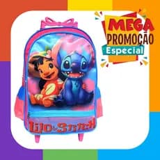 Mochila Escolar Infantil Grande Com Rodinha Lilo & Stitch Meninas Lilo