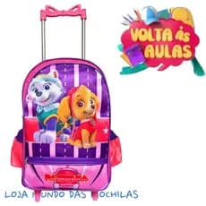 Mochila Escolar Infantil Grande Com Rodinha Sky Patrulha Canina