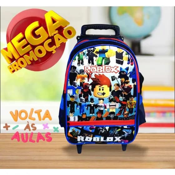 Mochila Infantil Escolar Grande Com Rodinha Roblox
