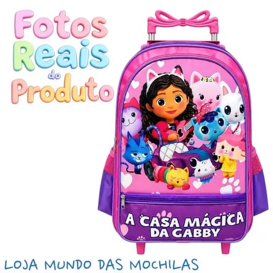 Mochila Grande Com Rodinha Escolar Infantil Casa Da Gabby