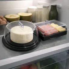 Queijeira Porta Queijo com Porta Frios com Tampa Transparente - Preto