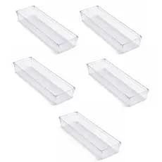 Organizador Multiuso Modular 1 a 5 Unid Maquiagem Acrílico Cristal Gaveta Geladeira 8x23x5,5