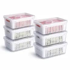 Kit 6 Potes Organizadores De Geladeira Mulituso Escorredores Tampa 2,2l