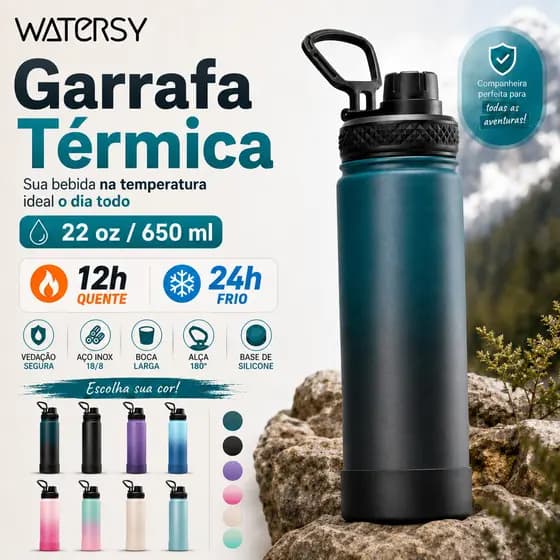 Watersy Garrafa Térmica 650ml garrafa térmica inox espacial Quente Frio À prova de vazamento Sem BPA