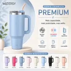 Watersy Copo Térmico 40oz 1182ml com Canudo e Alça Inox 304 Antivazamento para Carro