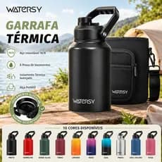 Watersy Garrafa Térmica Grande 3795ml Inox com Alça e Bolsa de Transporte Antivazamento para Camping