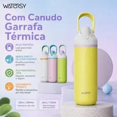 WATERSY Garrafa Térmica 2 EM 1 Com Canudo 600ml/720ml Inox Antivazamento com Alça para Água Academia