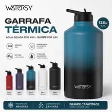 WATERSY Garrafa Térmica 128oz/3,78L Inox 304 com Canudo Anti Vazamento para Esporte Viagem Camping