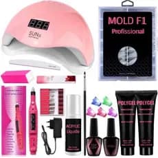 Kit Manicure Alongamento De Unhas Gel Polygel Lixadeira Caneta Oleo Hidratante Cabine De Unha Estufa Led UV Sun 5