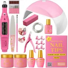 Kit Unha Gel Acrigel Fibra Para Iniciantes Completo Cabine estufa de Unhas e lixadeira elétrica
