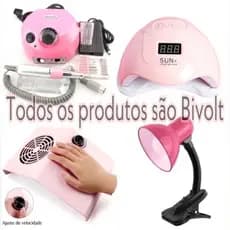 Kit Unhas em Gel Manicure Alongamento Porcelana Cabine Sun 5 Lixadeira Elétrica Luminária Coletor de Pó de Unha