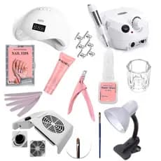 Kit Unha de Gel Completo Profissional Alongamento Manicure Luminária Cabine Unhas Gel Sugador de Pó Lixadeira Elétrica