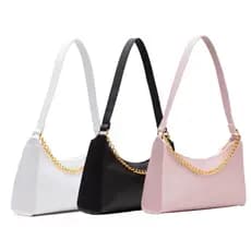KIT 3 BOLSAS BAGUETES FEMININAS LISAS PEQUENAS CORRENTES DE OMBRO E DE MÃO PEQUENAS MEIA LUA