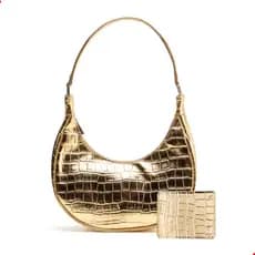 Bolsa Feminina De Ombro E Mão Pequena Lado Metalizada Festa + Carteira