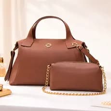 Kit Bolsa Feminina + Necessaire Elegante Corrente De Bão de Lado de Ombro Transversal