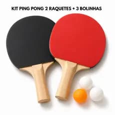 Kit Ping Pong 2 Raquetes 3 Bolas Tênis de Mesa