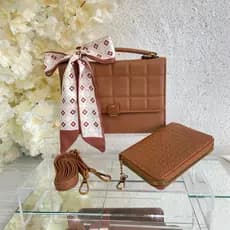 Bolsa Feminina Bruna com Carteira e Lenço