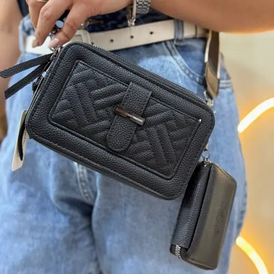 Bolsa Feminina Transversal Thais Feminina Quadrada Tira colo Com Carteira