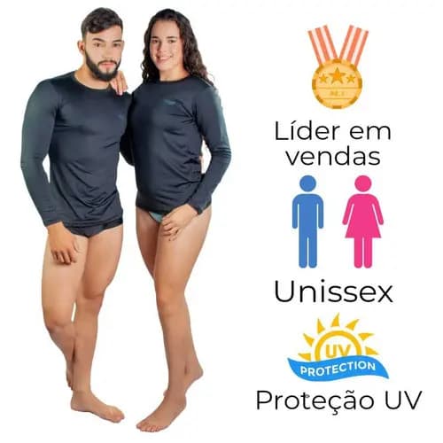 Blusa UV50+ Proteção Solar Manga Longa - Camisa UV segunda pele Plus Size para Praia e Academia