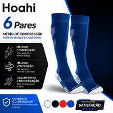 Kit 6 Meião Hoahi Meia de futebol Esportiva veste 39 ao 43 Atoalhada Cano Alto