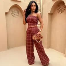 Conjunto Alfaiataria Feminino Luxo Quadriculado  - Conjunto blogueira feminina para trabalho Premium