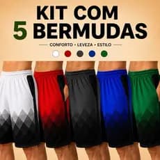 KIT 5 Bermuda Short Dry fit Helanca Masculino Calção Leve Esportes Academia Treino Verão