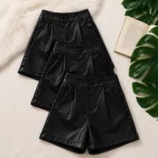 Short Feminino de Couro Sintético, Shorts Couro Fake Estilo e Conforto
