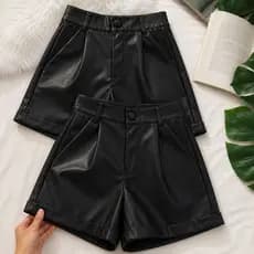 Kit 2 Shorts Courino Feminino – Couro Fake de Alta Qualidade Estilo e Conforto
