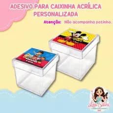Adesivos para caixinha acrílica no tamanho 4 Cm ou 5 cm Personalizados, caixa acrílica adesivo quadrado.