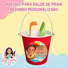 ADESIVO REDONDO PERSONALIZADO PARA BALDINHO DE PRAIA - TEMA MOANA BABY